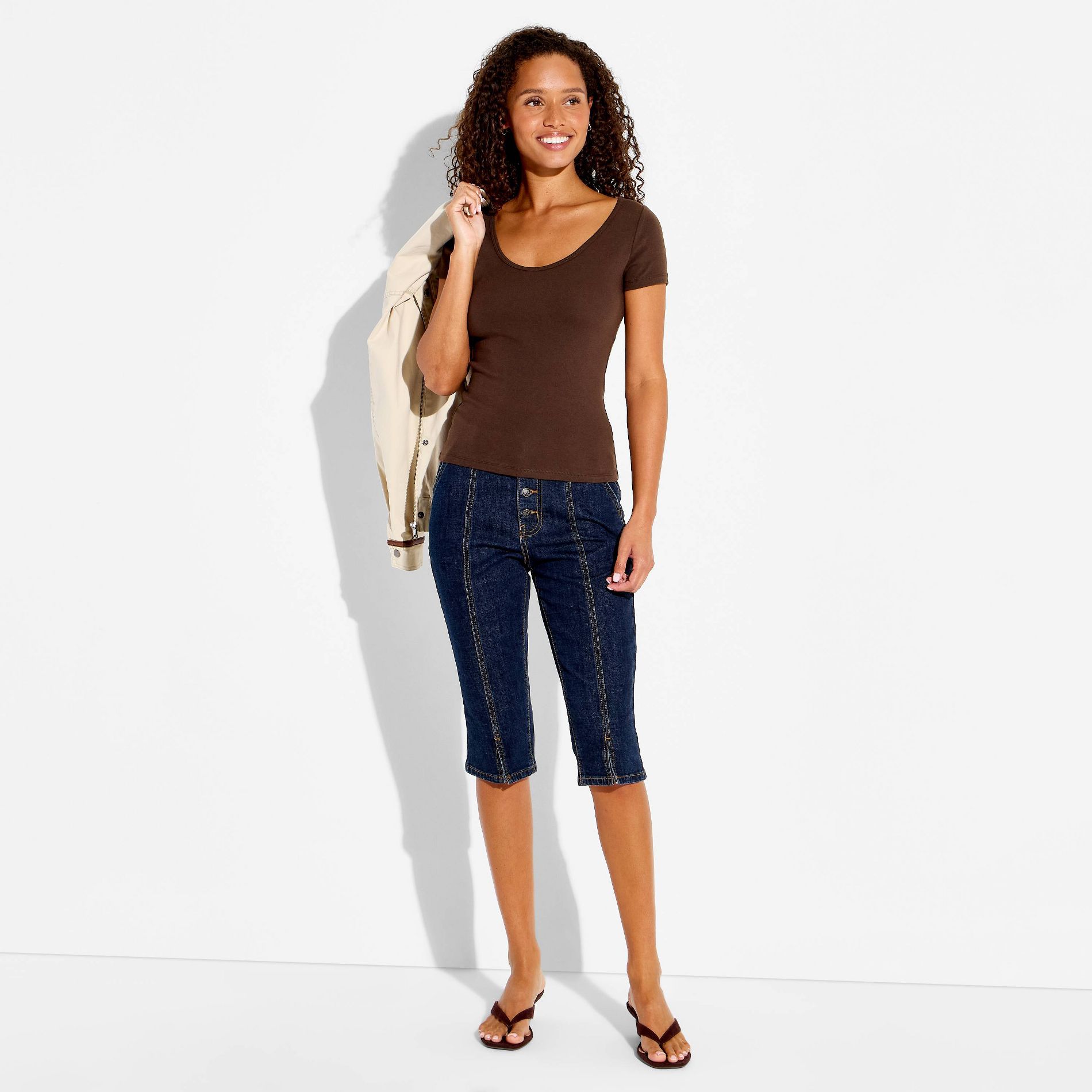 Women's Short Sleeve Long and Lean Scoop Neck T-Shirt - Wild Fable™