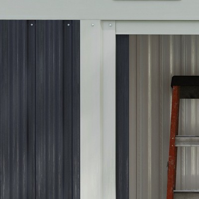 Gray and White Medium Metal Lean-to Storage Shed with Windows