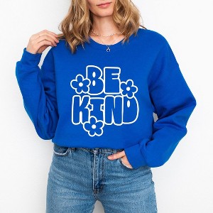 Simply Sage Market Women's Graphic Sweatshirt Retro Be Kind Flowers - 1 of 4