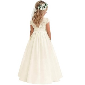 2Bunnies Paisley Lace Tulle Short Sleeve Flower Girl Dress - 1 of 4