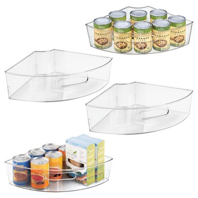 iDesign Set of 4 Lazy Susan 1/4 Wedge Bins with Handles - Clear, USA Made