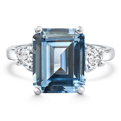 Pompeii3 Platinum Aquamarine & Heart Shape Diamond Ring Lab Created