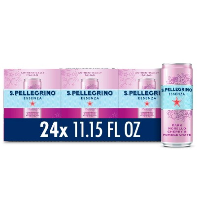 San Pellegrino Essenza Dark Morello Cherry & Pomegranate Flavored Mineral Water - 11.15 Fl Oz Can (Pack of 24)