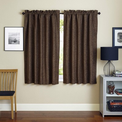 Vermont Brown Jacquard Chenille Light-Filtering Curtain Panels