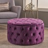 Round Glam Ottoman Bench with Button-Tufted Velvet Upholstery and No Assembly Required for Living Room -3irtyhousy - 2 of 4