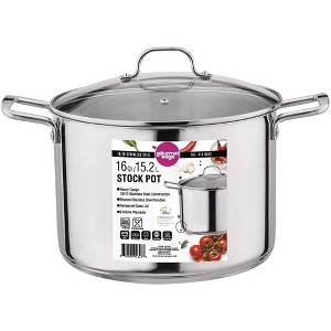 Gourmet Edge Stock Pot Stainless Steel Cooking Pot with Lid, Silver - 1 of 4