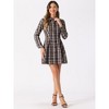 INSPIRE CHIC Women's Plaid Long Sleeves A-Line Button Up Casual Shirt Dress - 3 of 4