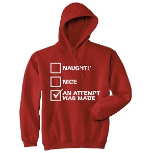Naughty Nice An Attempt Was Made Adult Hoodie Funny Sarcastic Christmas Graphic Hooded Sweatshirt - Crazy Dog Hoodie - 1 of 4