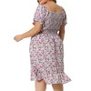 Agnes Orinda Women's Plus Size Smock Ruffle Short Sleeve Floral Flared Flowy Dresses - 4 of 4