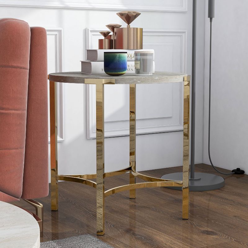 Grand Canal Modern Round End Table Champagne - miBasics, 3 of 10