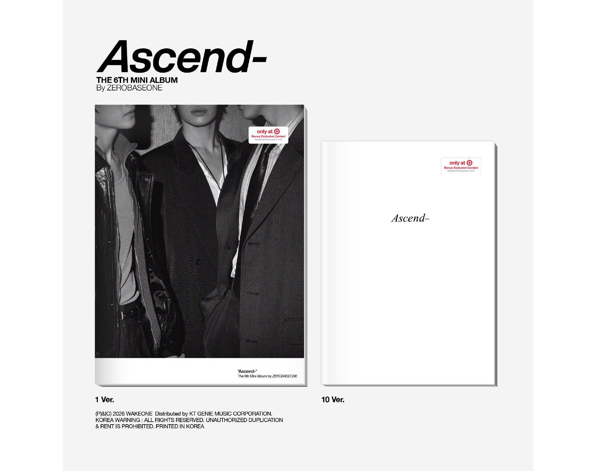 ZEROBASEONE - Ascend - (1 ver. & 10 ver.) (Target Exclusive, CD)