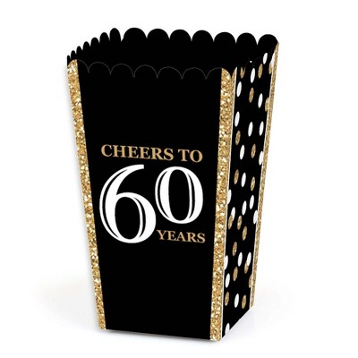 Big Dot of Happiness Adult 60th Birthday - Gold - Birthday Party Favor Popcorn Treat Boxes - Set of 12