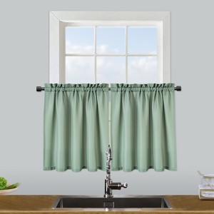 Waffle Weave Waterproof Small Curtain - Decorative Window Cover. Water-Resistant, Easy to Clean & Ideal for Kitchen, Bathroom, RV or Small Spaces - 1 of 4