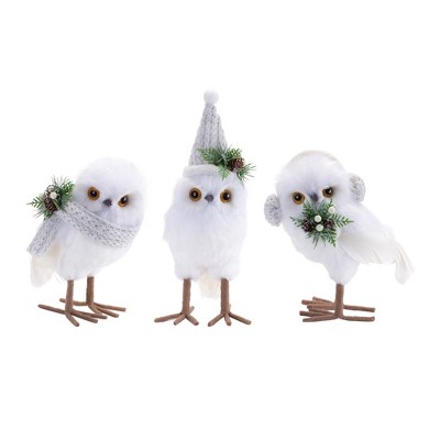 Winter Owl Figurines – Set of 3