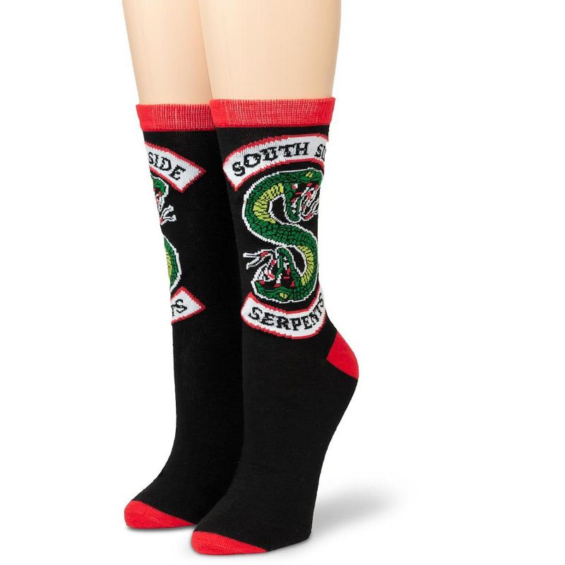 Hypnotic Socks Riverdale South Side Serpents Crew Socks - Mens Black Casual Tube Socks - 1 Pair, 1 of 8
