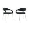 Armen Living Set of 2 Morgan Upholstered Brushed Stainless Steel and Fabric Dining Chairs Charcoal - 2 of 4