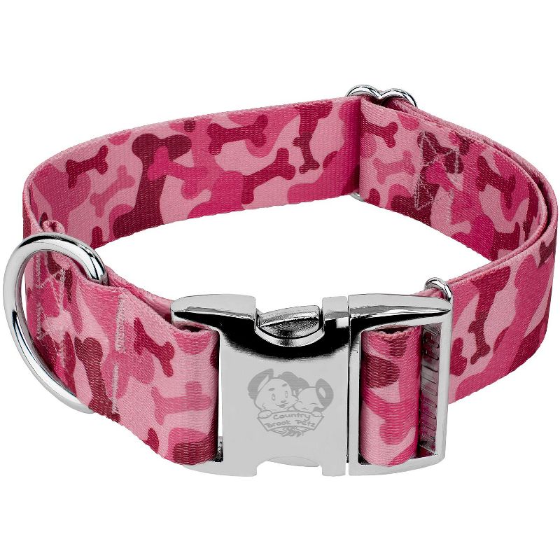 Country Brook Petz 1 1/2 Inch Premium Pink Bone Camo Dog Collar, 1 of 6