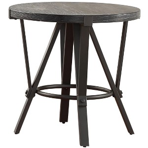 Vynxaria Contemporary End Table, Side Table, Nightstand, Gray, Ash Veneers, Iron Base - 1 of 4