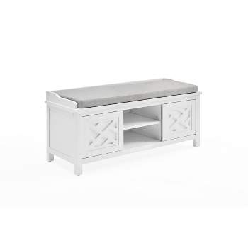 45" Middlebury Wood Storage Bench with Cushion White - Alaterre Furniture