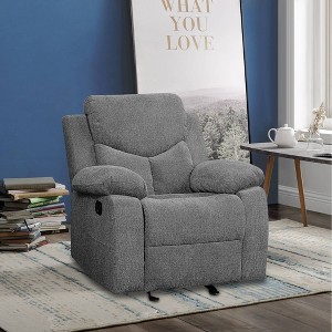 Chenille Glider Recliner Chair with Pillow-Top Arms - 1 of 4