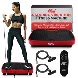 Hurtle Vibration Fitness Machine - Standing Workout Platform with Resistance Bands, Red (HURVBTR36RD) - 1 of 4