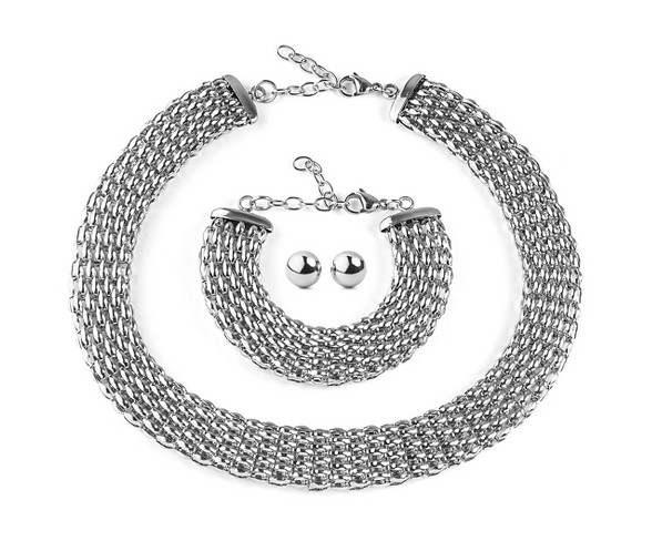 ELYA Stainless Steel Hollow Mesh Jewelry Set