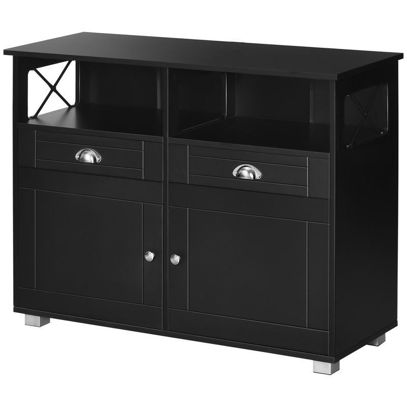 HOMCOM Sideboard Buffet Table Storage Cabinet with Large Tabletop, 2 Cabinets, 2 Drawers and Crossbar Side Design, 4 of 7