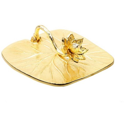 Classic Touch Gold Square Napkin Holder with Lotus Flower Design