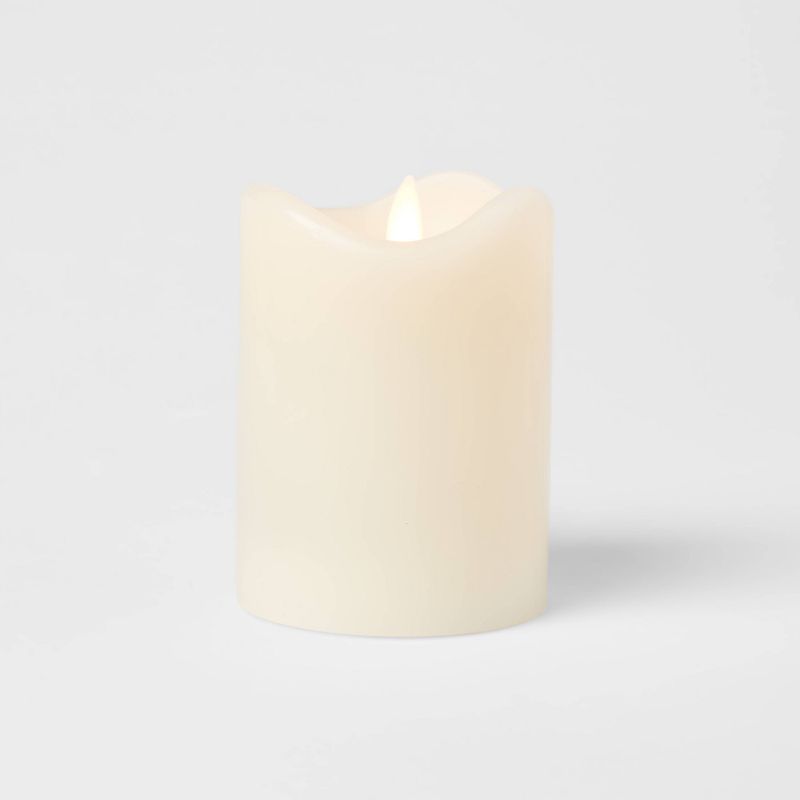 4&#34; x 3&#34; LED Flickering Flame Candle Cream - Threshold&#8482;, 4 of 9