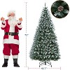 RONSHIN Prelit Pencil Snow Flocked Spruce Christmas Tree, Pre-Decorated with Pine Cones & Foldable Stand, Artificial Xmas Tree in Green-White - 4 of 4