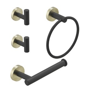 BWE 4-Piece Bath Hardware Set With Robe Hooks, Towel Ring, Toilet Paper Holder Modern - 1 of 4