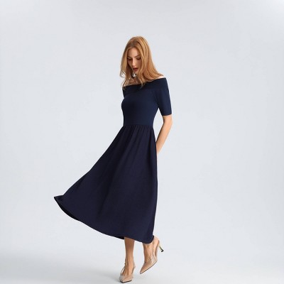 Женские платья A New Day Women's Raglan Short Sleeve Twofer Midi A-Line Dress - A New Day™ Navy Blue L — фото 4