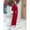 Front Half Zipper Maxi Dress Hoodie Dress Long Sleeve Sweatshirt Hoide Dress Sweat Dress Lounge Dress - 4 of 4