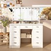 Famapy White 43.3"W 3 Mirrored Vanity Table With Lights and Storage Drawers - 2 of 4