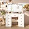 Famapy White 43.3"W 3 Mirrored Vanity Table With Lights and Storage Drawers - image 2 of 4