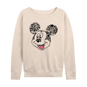Women's - Disney - Mickey Iconic Fill Lightweight French Terry Wide Neck Long Sleeve Shirt - 1 of 4