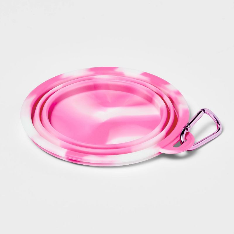 Collapsible Dog Bowl with Carabiner - Tie-Dye Pink - Sun Squad&#8482;, 3 of 4