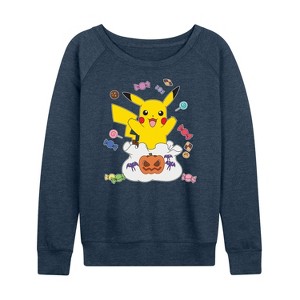 Women's - Pokémon - Gotta Eat Em All Lightweight French Terry Wide Neck Long Sleeve Shirt - 1 of 4