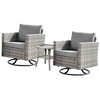 XIZZI Patio Outdoor Swivel Rocking Chairs Set of 2 with Side Table, 3 Pieces PE Rattan Wicker Patio Bistro Set with 360 Degree Rotation Chairs - 2 of 4