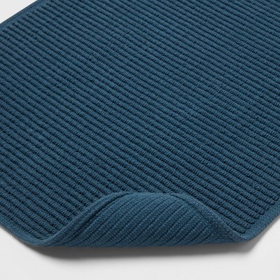 Turquoise Cotton Woven Low Pile Bath Rug 20"x30"