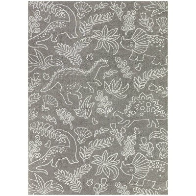 5'3"x7' Happy Dinos Kids' Rug Gray - Balta Rugs: Playroom & Bedroom, UV & Stain-Resistant, OEKO-TEX Certified