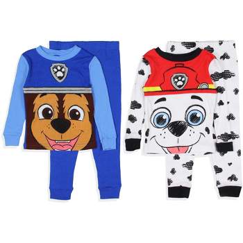 Paw Patrol Toddler Boys' Chase and Marshall 4 Piece Long Sleeve Pajama Set