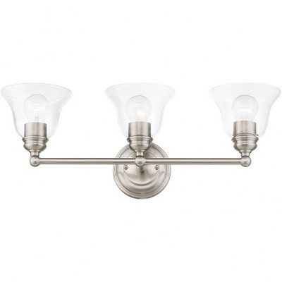 Moreland Brushed Nickel 3-Light Vanity with Hand Blown Glass