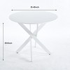 NicBex 35.43" Mid-century Round Dining Table,Kitchen Table with MDF Table Top and Metal Cross Legs for 2-4 Seaters,White - 3 of 4