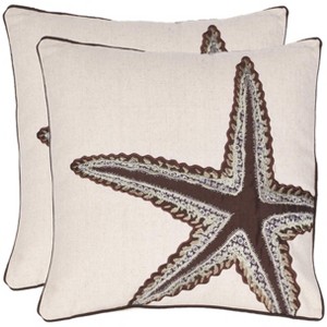 Lucky Star Pillow (Set of 2) - Ecru - 18"X18" - Safavieh - 1 of 4