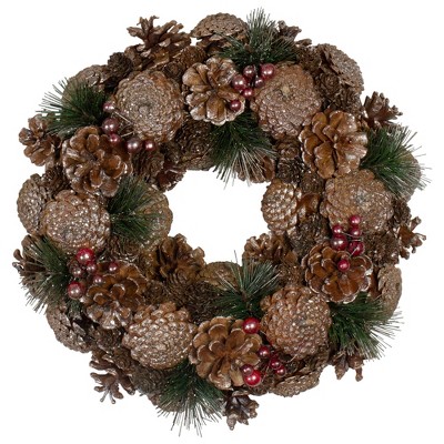 Northlight 12" Pine Cone and Berries Glitter Artificial Christmas Wreath - Unlit