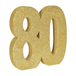 Beistle 3-D Glittered  80  Centerpiece, 8" x 8" x 1", (1/Pkg) Gold - 1 of 4