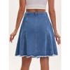 INSPIRE CHIC Women's Denim High Waist Flared Raw Hem with Pockets Casual A Line Jean Skirts - 4 of 4