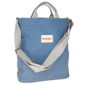 Wrapables Canvas Tote Bag for Women, Casual Cross Body Shoulder Handbag, Blue - 1 of 4