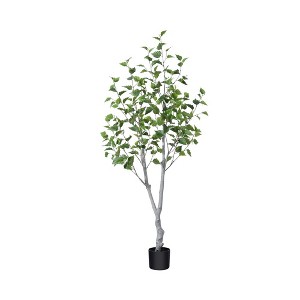 Kazeila Artificial Betula Tree in Pot, Pre Potted Faux Greenry Tree for Home Decor, Big Fake Plants - 1 of 4